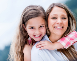 Happy mother and daughter